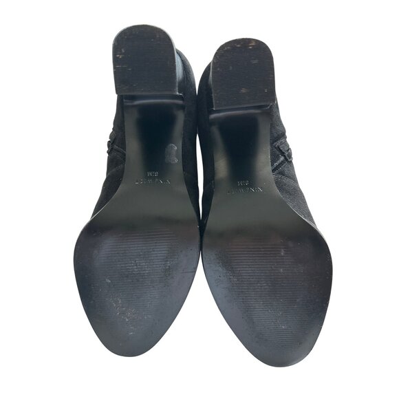 Nine West Sadiah Black Ankle Boots Block Heel Side Zipper MicroSuede Size 8.5M - Picture 4 of 6